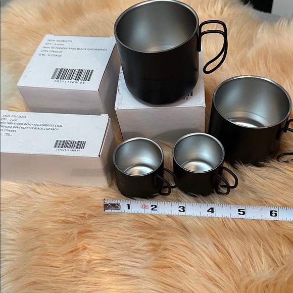 STARBUCKS Black Metal Gathering Coffee Cups Teacup Drink Set NEW! - Picture 6 of 9